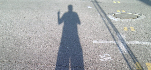 Terry's shadow after the race