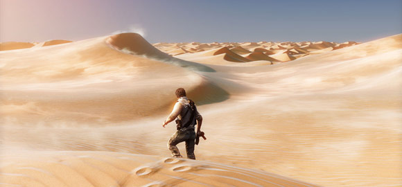 Nathan Drake in the Rub' al Khali desert