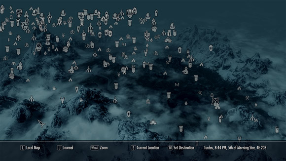 Skyrim West Map In Game