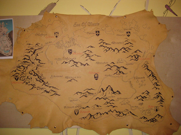 Skyrim Leather Map Hand Painted by Draakan aka Charles Bonnell