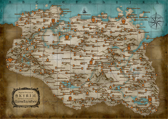 Skyrim Map by GameBanshee
