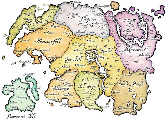Tamriel Map on White