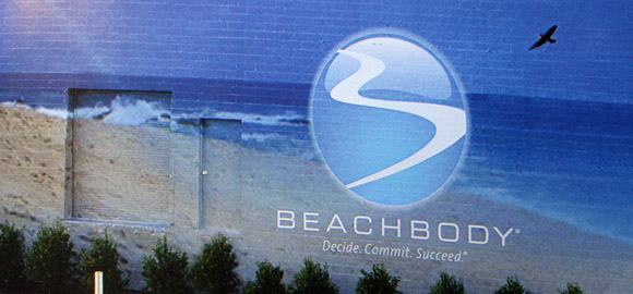 Beachbody volleyball court at corporate headquarters in Santa Monica