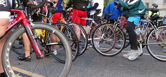 Lots of Road Bikes at the Start Line