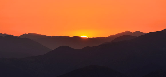 Sunset over Angeles Forest Mountains