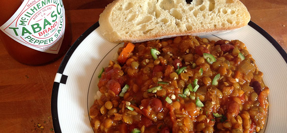 Vegan Lentil Chili Served